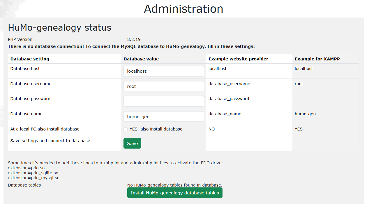 HuMo-genealogy screenshot